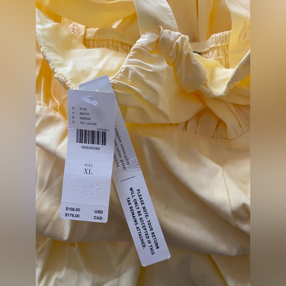 By Anthropologie Drop-Waist Ruched Midi Dress XL yellow new with tag - Picture 4 of 7